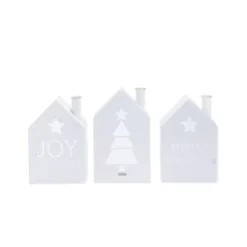 PURE DAY Deko-Objekt-Set, 3-tlg. Häuser Weiß