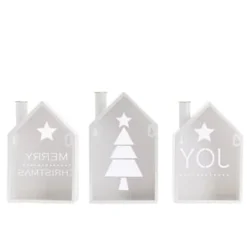 PURE DAY Deko-Objekt-Set, 3-tlg. Häuser Weiß -LAURA Innenleuchten & WeinVerkaufsladen unnamed file 234