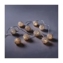 BUTLERS® BRIGHT LIGHTS LED-Lichterkette Metallbälle 10 Lichter Mit USB-Batteriefach
