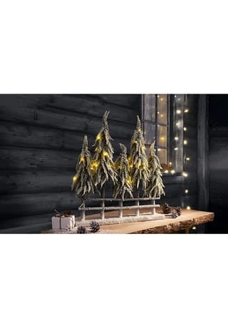 PURE DAY LED-Deko-Objekt Tannen-Quintett Weiß 4 PURE DAY LED-Deko-Objekt Tannen-Quintett Weiß – Bild 2