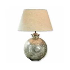 LOBERON Tischlampe Villanueva Antiksilber/leinen Antiksilber/leinen